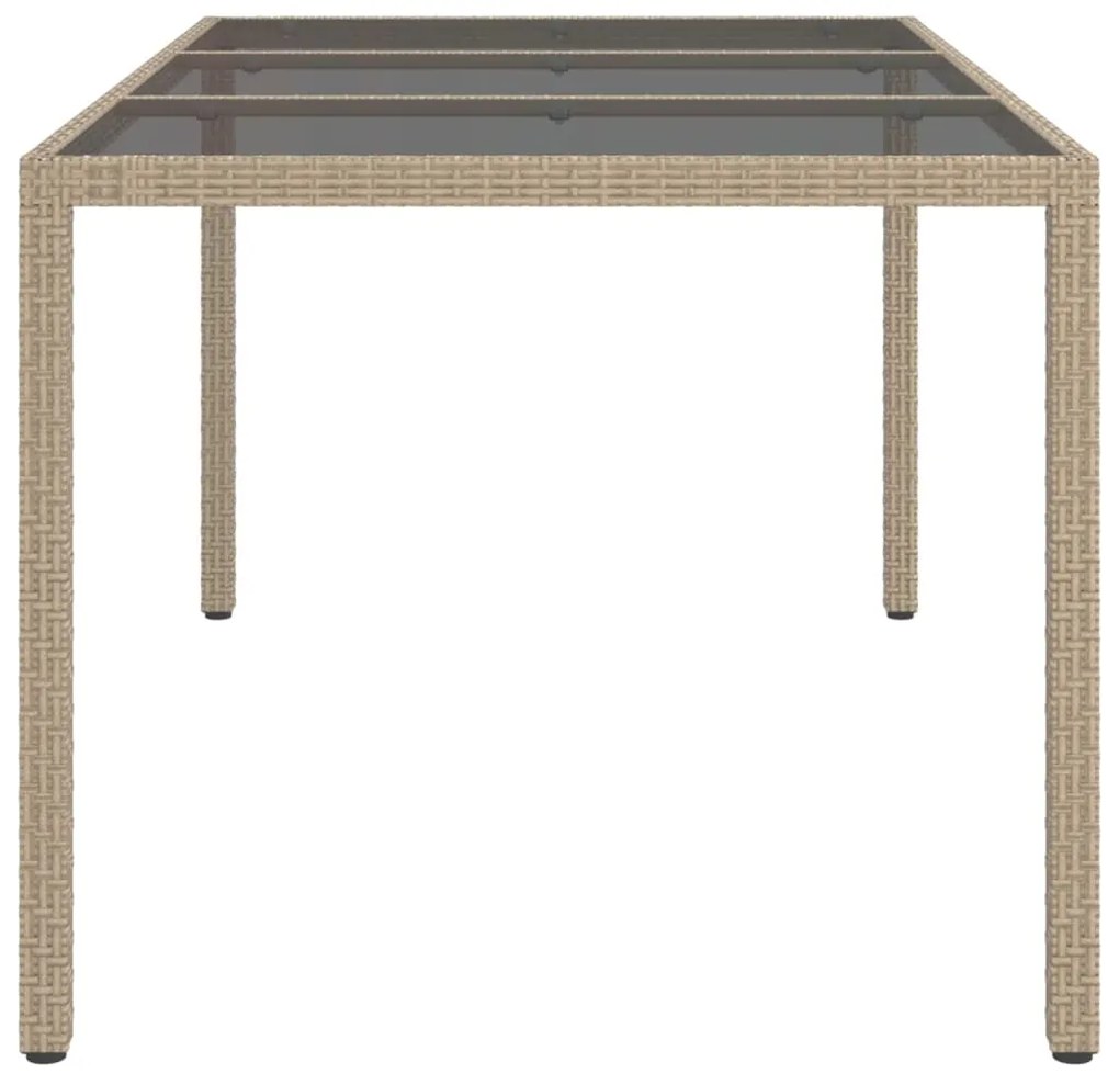 Mesa de jardim 150x90x75 cm vidro temperado e vime PE bege