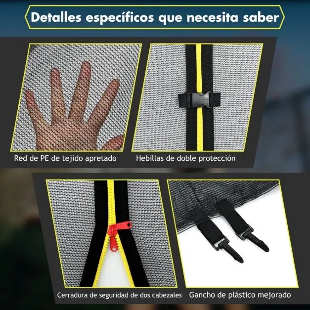 Rede de segurança para trampolim 305 cm Rede de segurança para trampolim Rede de proteção de substituição em PE para Estrutura redonda Fivelas de prot