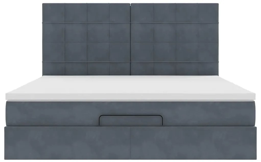 Estrutura cama otomana colchões 160x200 cm cinzento escuro