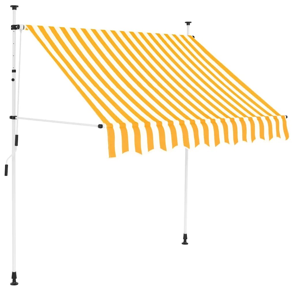 Toldo retrátil manual 150 cm riscas laranjas e brancas