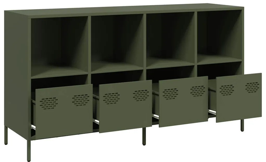Aparador 135x39x73,5 cm aço laminado a frio verde-azeitona