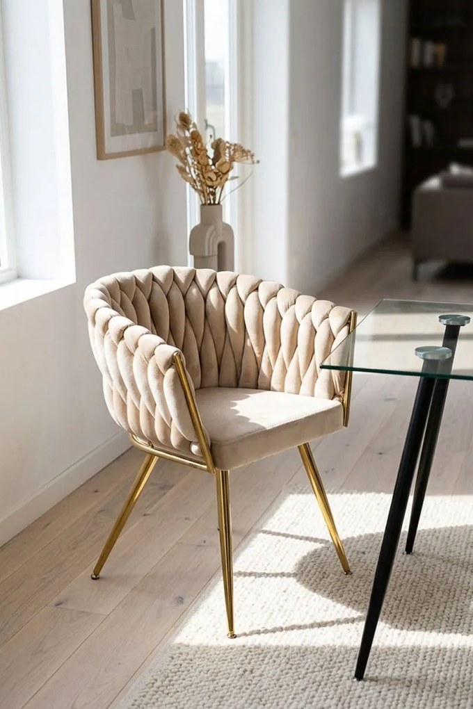 Cadeira Widny Golden Veludo - Beige