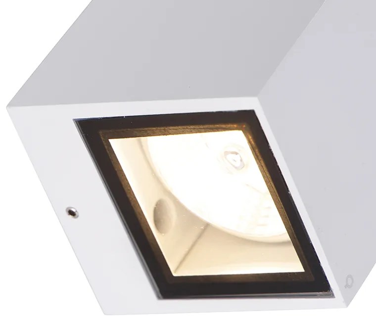 Candeeiro de parede moderno branco 2 luzes GU10 AR70 IP54 - Baleno Moderno