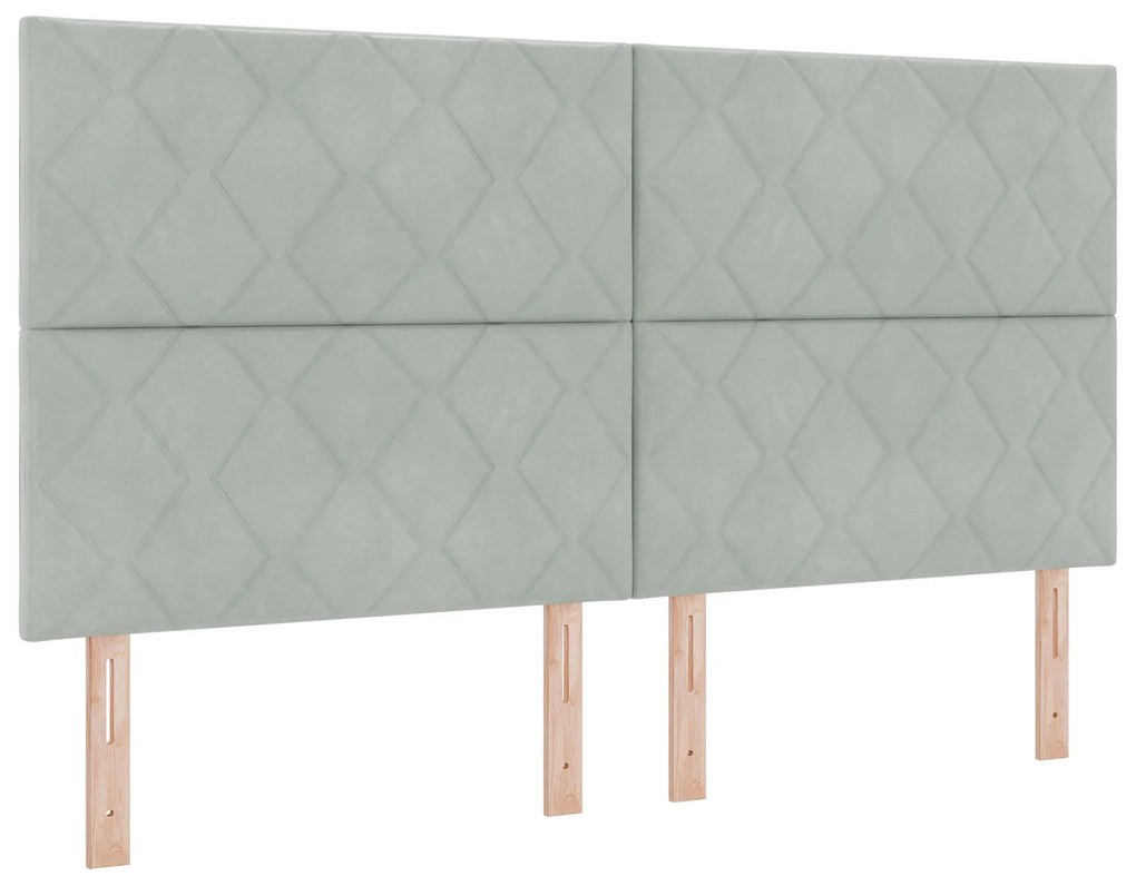 Cabeceira Design Blocos de Diamante Cinza Claro 180 cm Veludo
