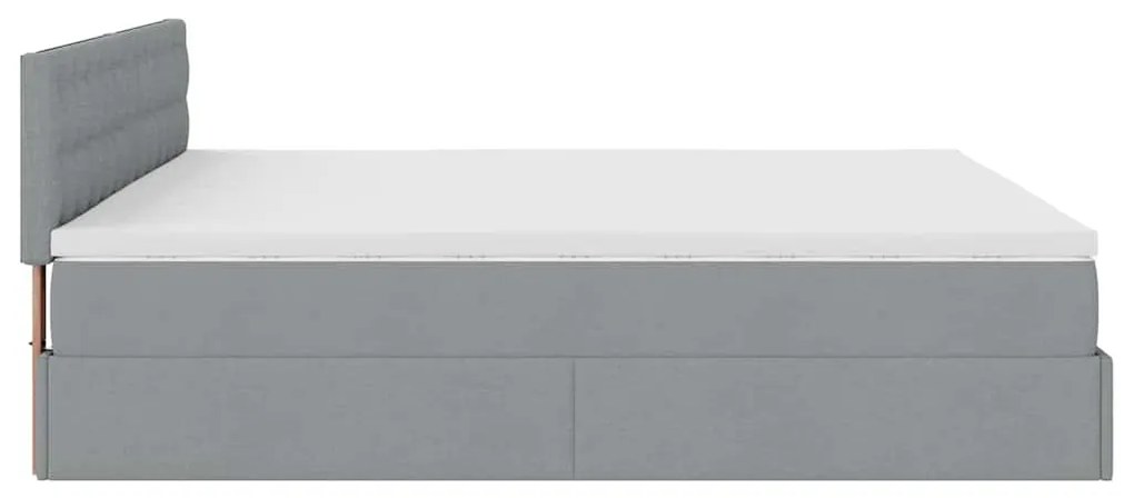 Cama otomana com colchão 160x200 cm tecido cinzento claro