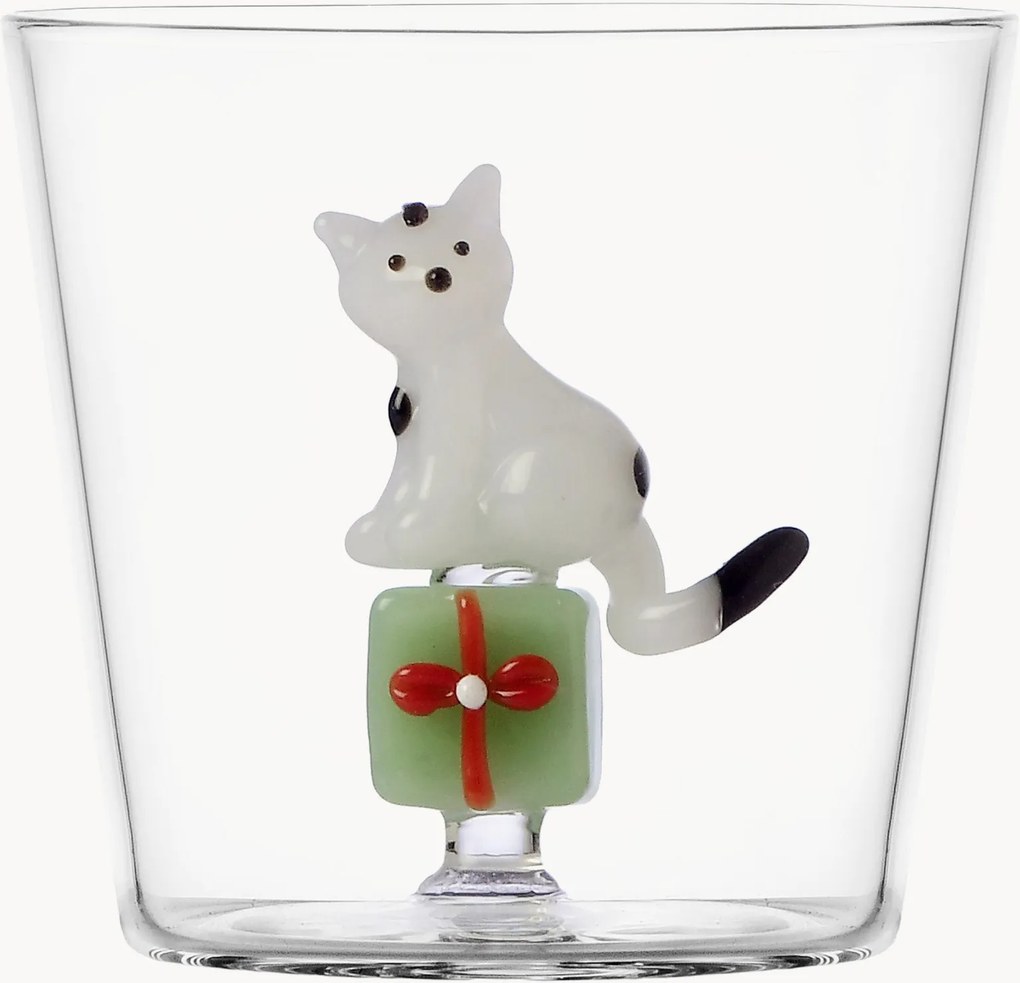 Copo artesanal em vidro borossilicato Tabby Cat