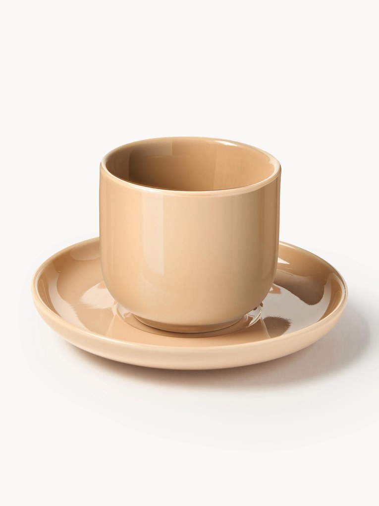 Chávenas de café expresso em porcelana com pires Nessa, 4 uni.