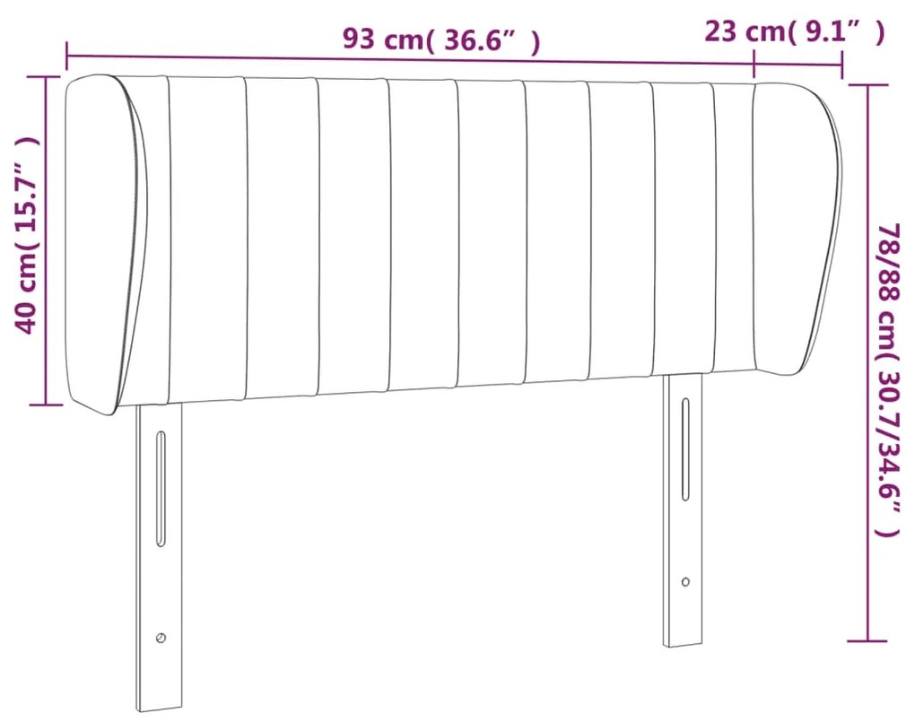 Cabeceira de cama c/ abas tecido 93x23x78/88 cm verde