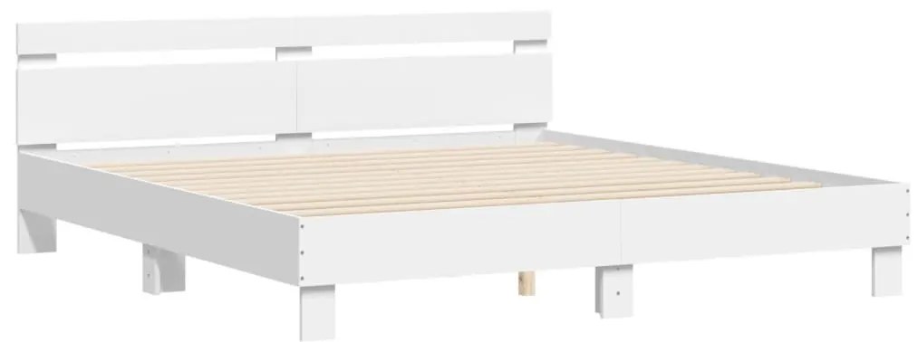 Estrutura cama c/ cabeceira e luzes LED 180x200 cm branco