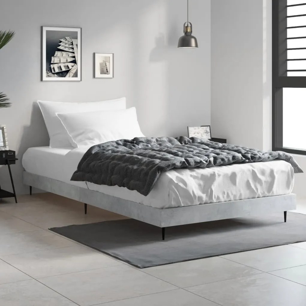 Estrutura de cama 90x200 cm derivados de madeira cinza sonoma