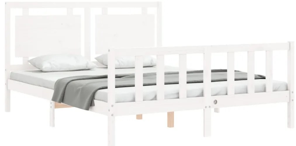 Cama sem colchão 160x200 cm madeira de pinho maciça branco