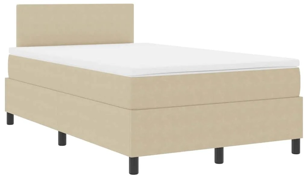 Cama Box Spring com Colchão &amp; Luz LED Verde Cinza 120x200 cm Tecido de