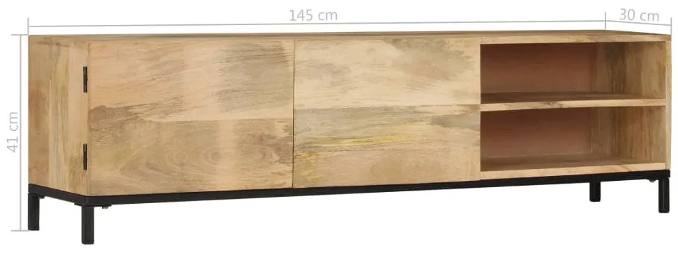 Móvel de TV em madeira de mangueira maciça 145x30x41 cm