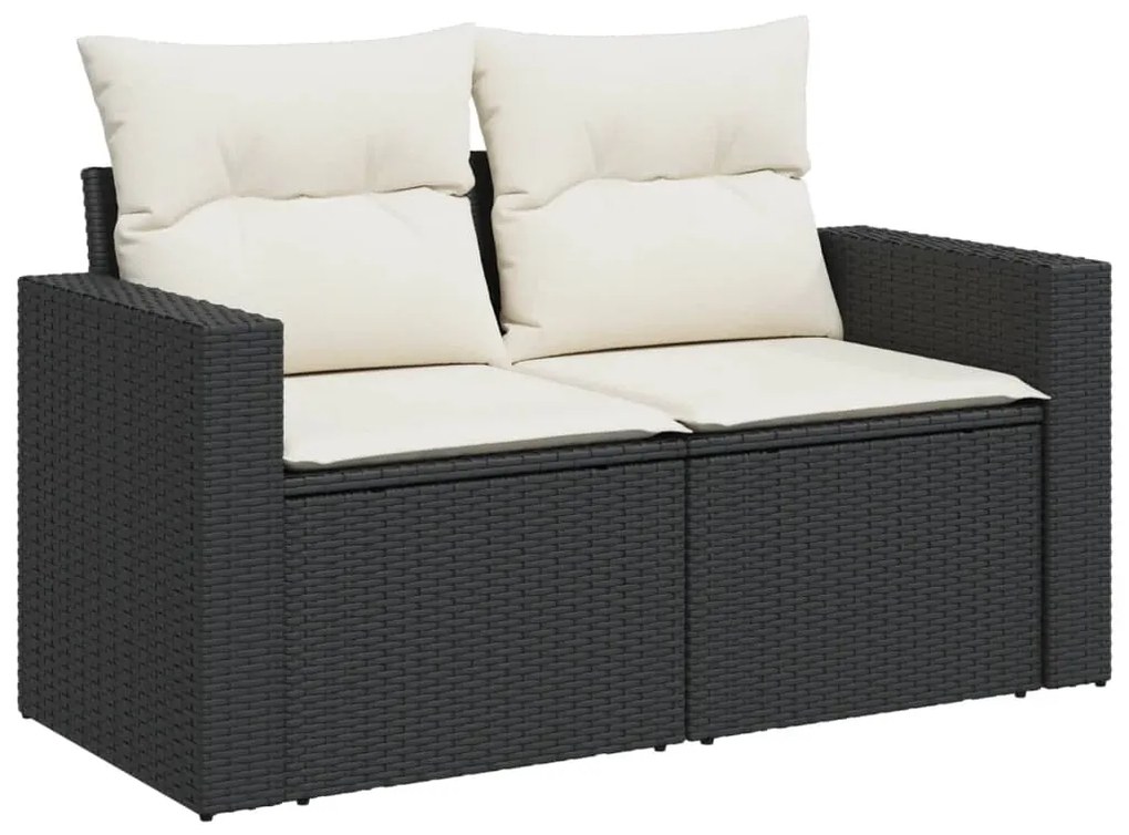 13 pcs conjunto de sofás de jardim com almofadões vime PE preto