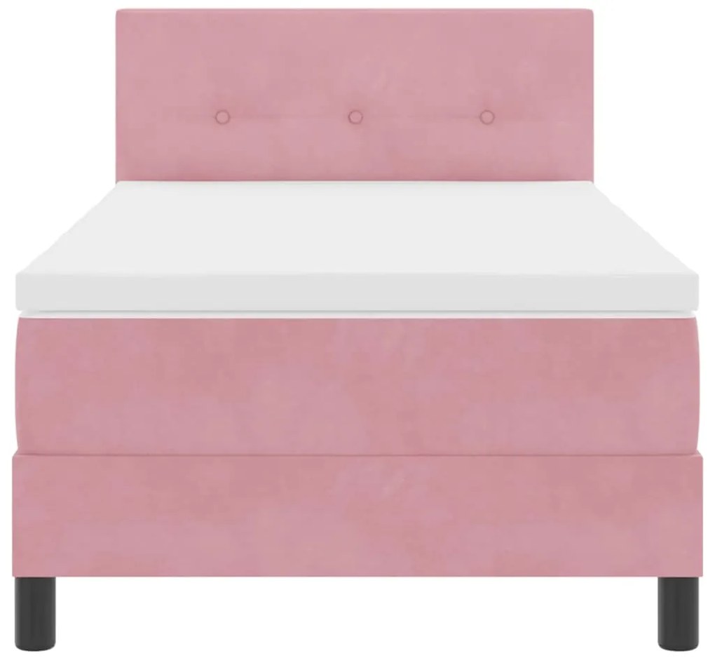 Cama Box Spring com Colchão e LED Rosa 80x200 cm Veludo