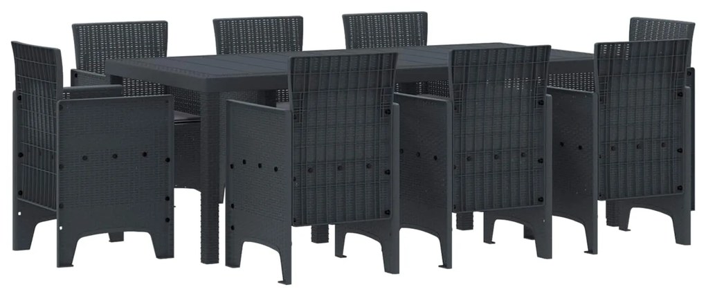 vidaXL Conjunto de Jantar para Jardim 9 pcs Antracite Polipropileno