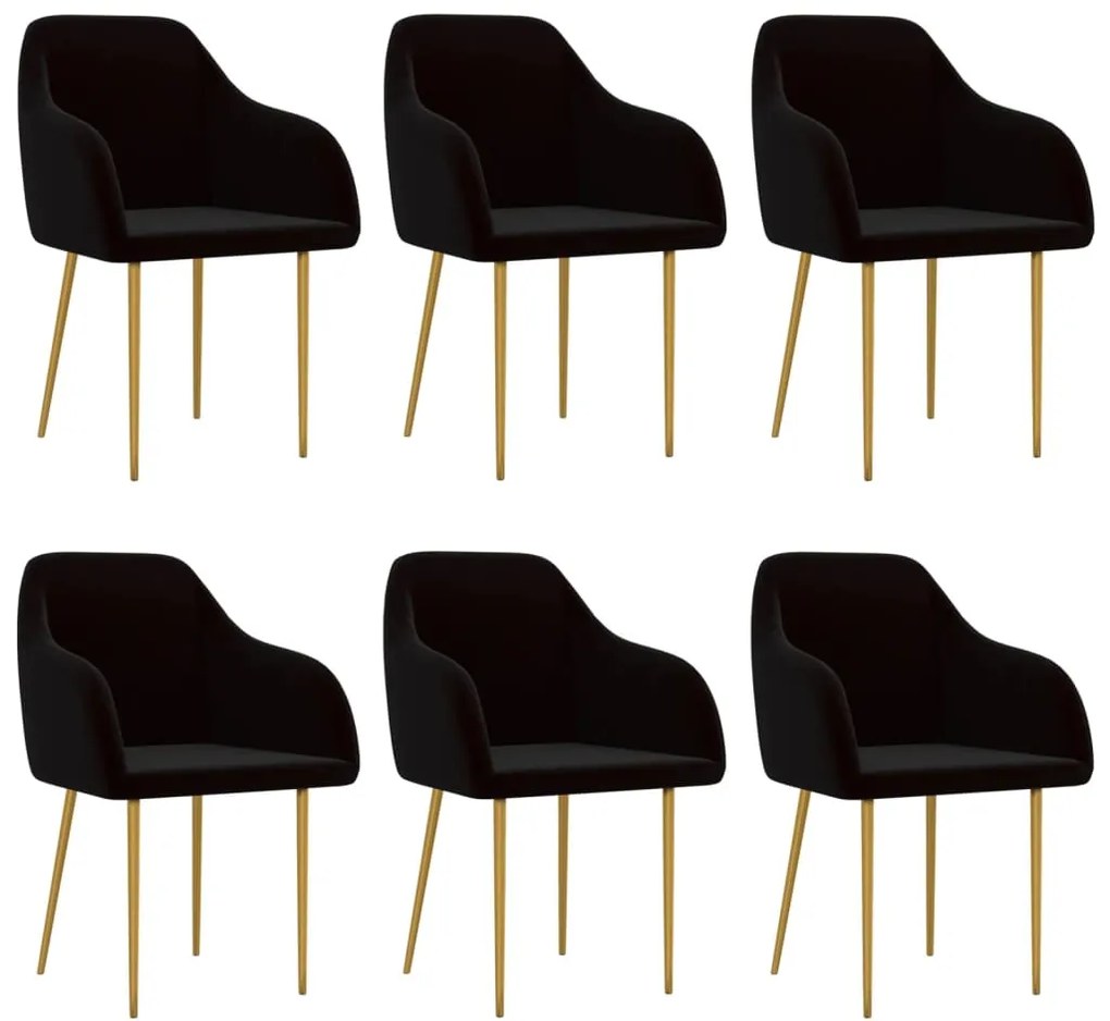 vidaXL Cadeiras de jantar 6 pcs veludo preto