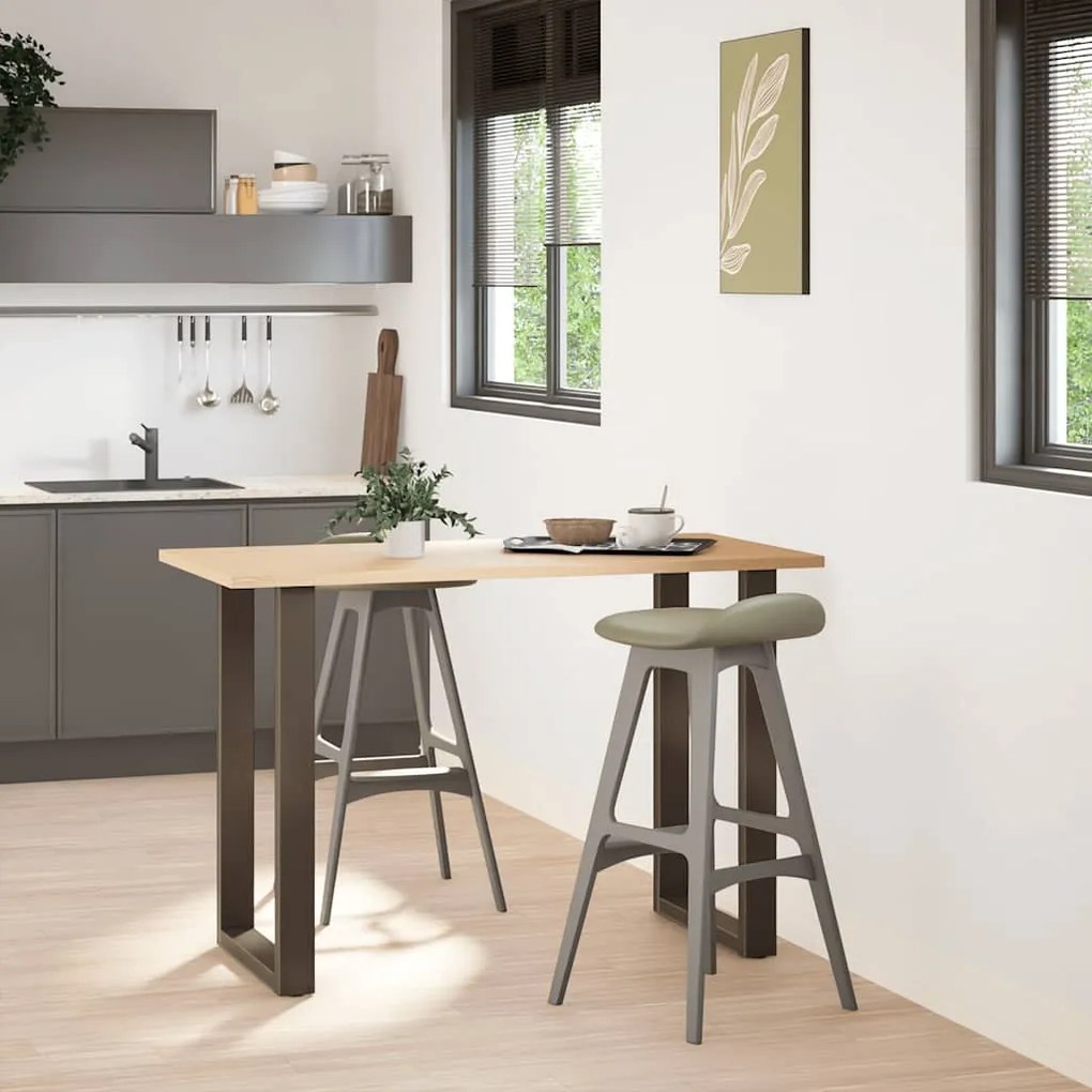 Pés de mesa de bar em forma de U, 2 peças, aço natural, 60x(90-91) cm,