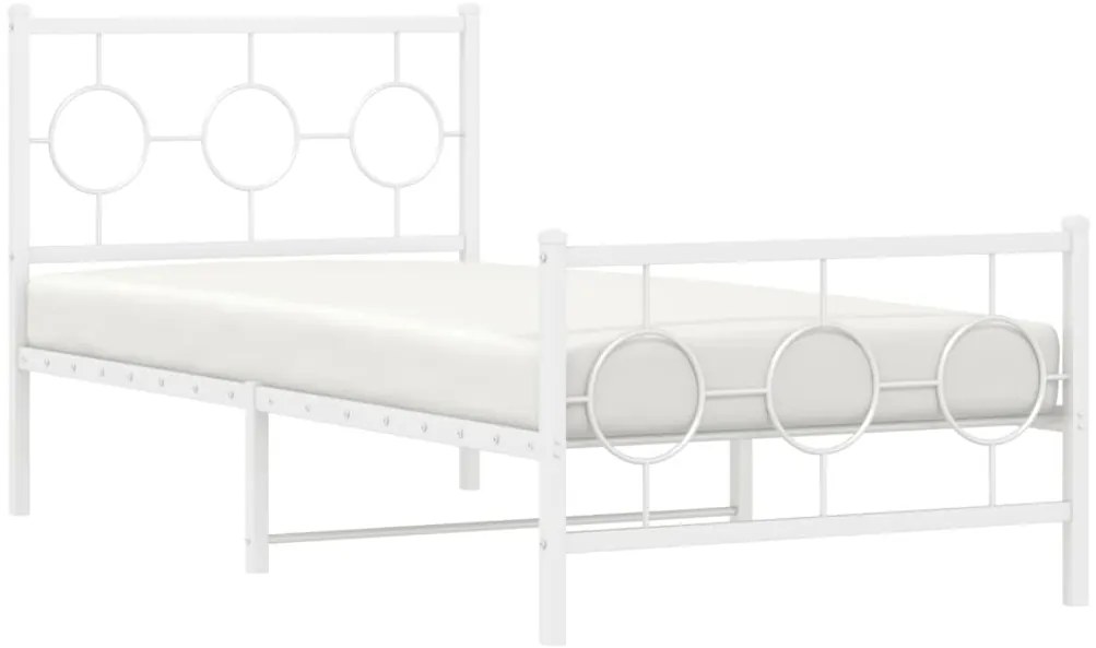 Estrutura de cama com cabeceira e pés 90x190 cm metal branco