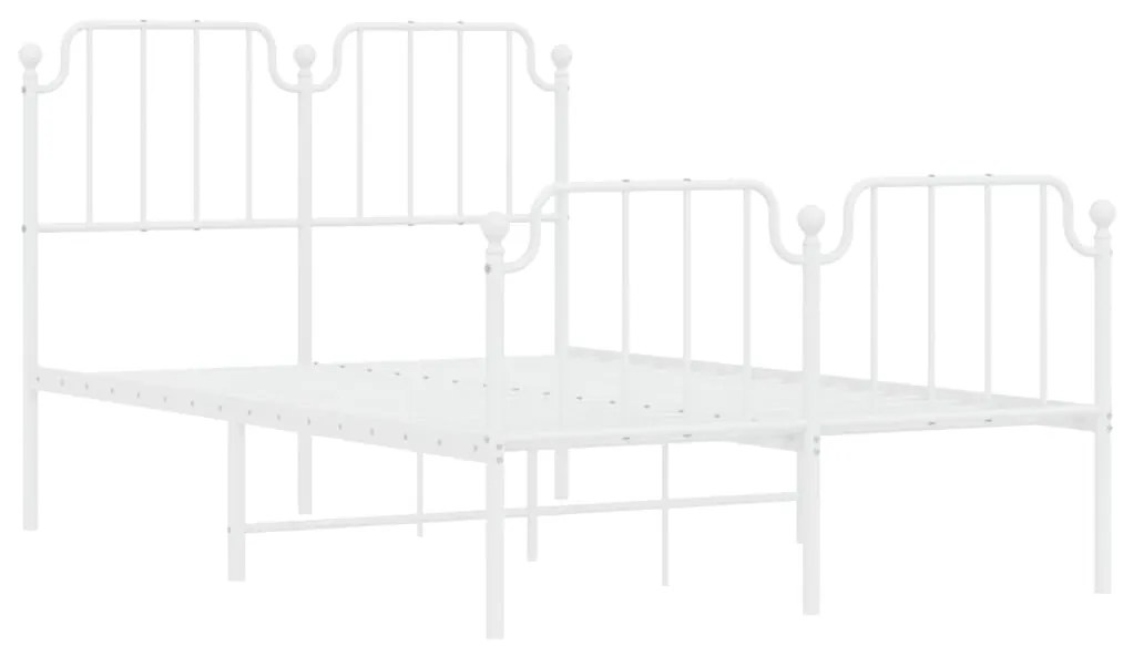 Estrutura de cama com cabeceira e pés 120x200 cm metal branco