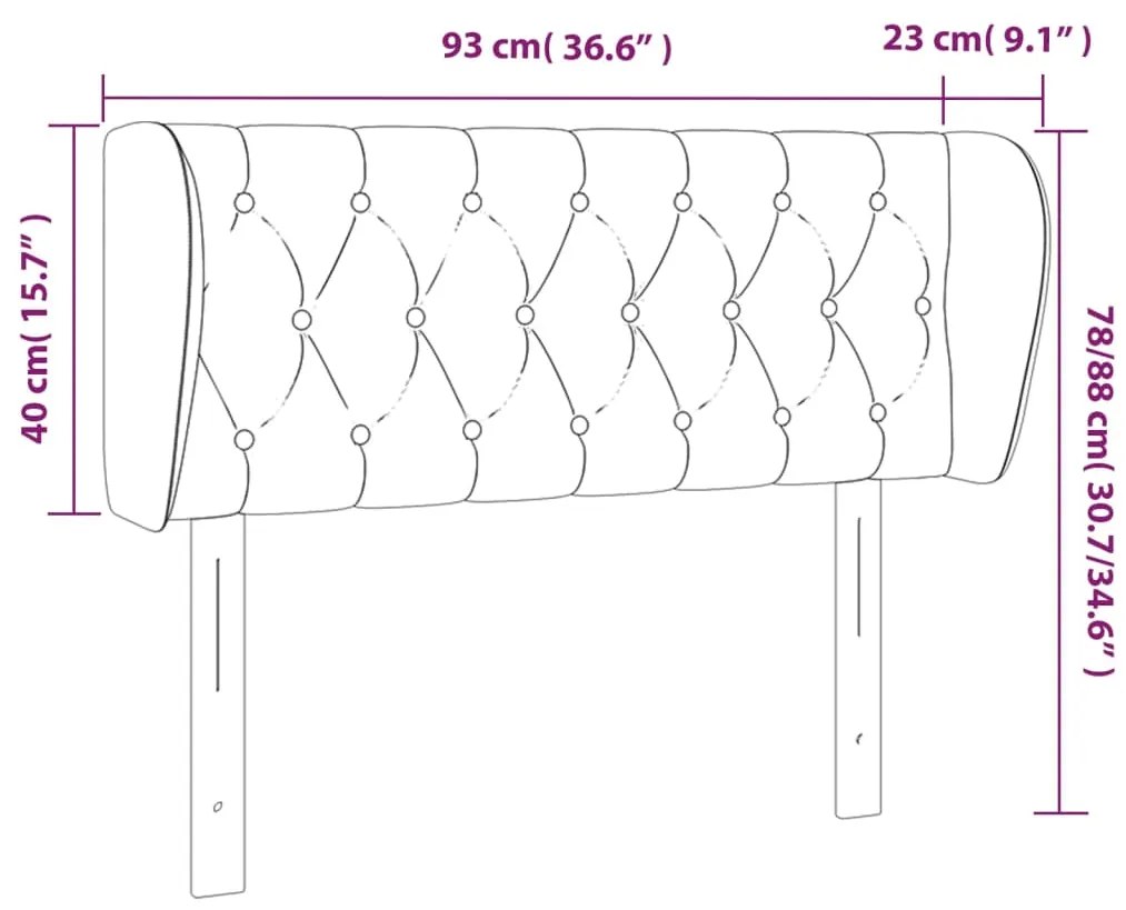 Cabeceira de cama c/ abas tecido 93x23x78/88 cm cinzento-escuro