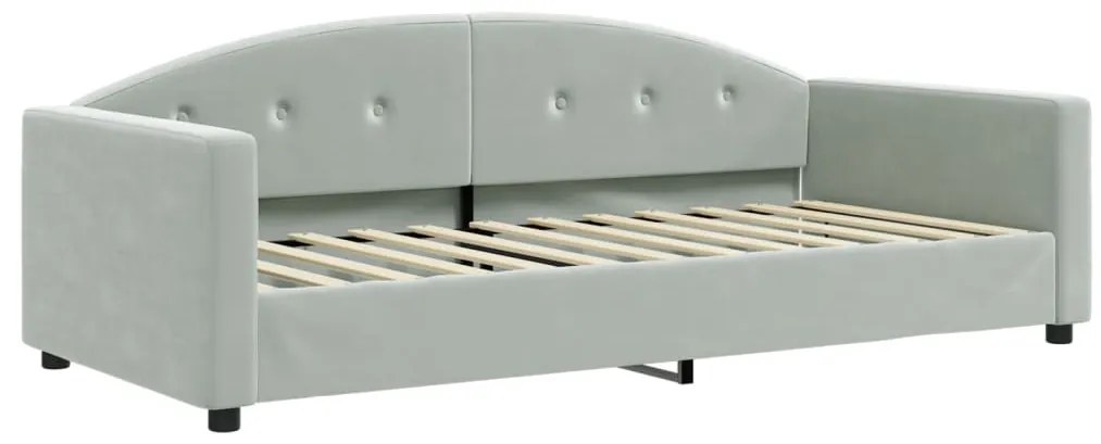 Sofá-cama com gavetão 90x200 cm veludo cinzento-claro
