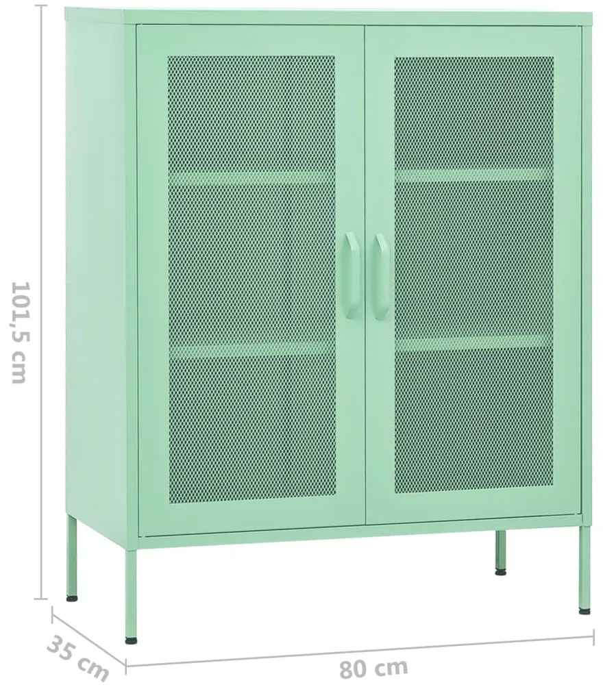 Armário de arrumação aço 80x35x101,5 cm verde-hortelã