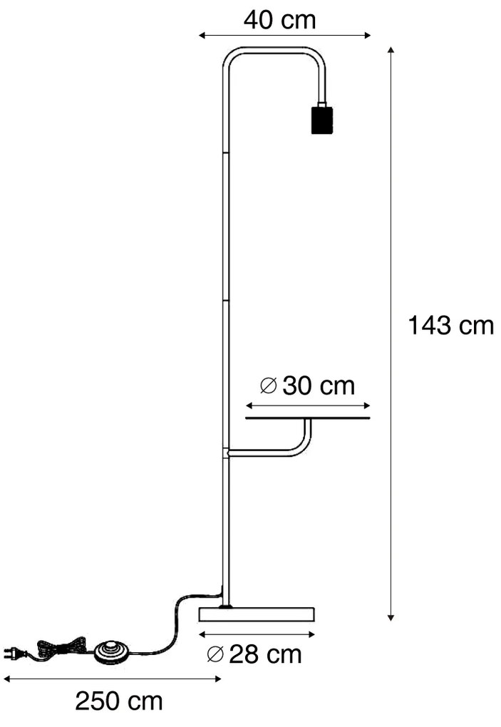 Candeeiro de pé moderno preto com mesa redonda - Ostrich Moderno