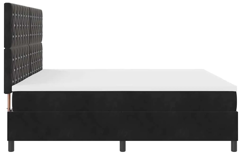 Cama Box Spring vidaXL com Colchão e LED Preta 200x200 cm de Veludo