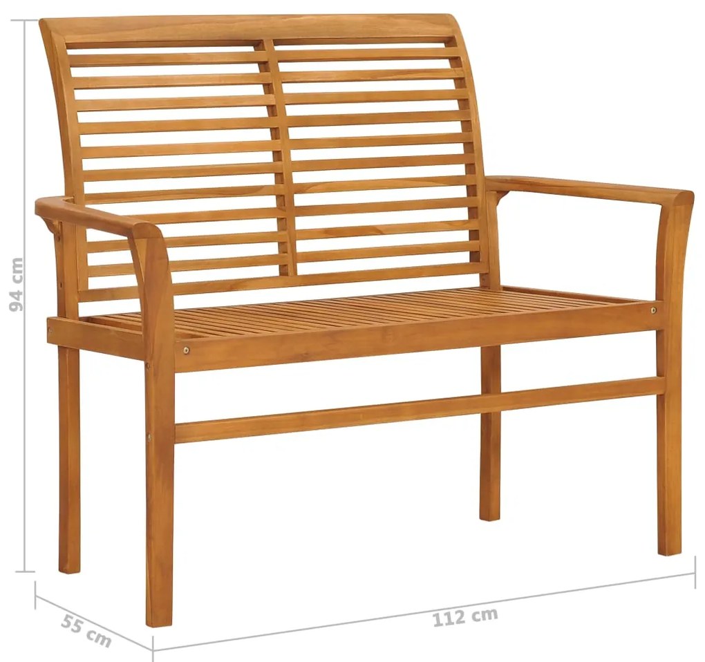 Banco de jardim c/ almofadão azul 112 cm teca maciça