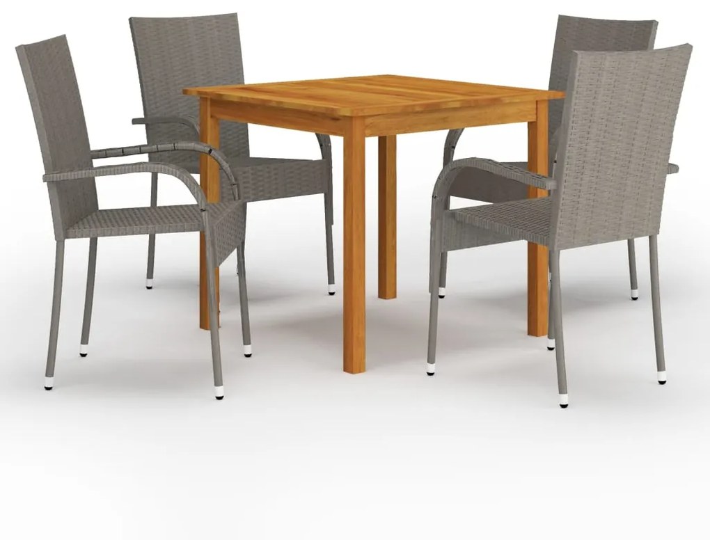 vidaXL 5 pcs conjunto de jantar para jardim cinzento