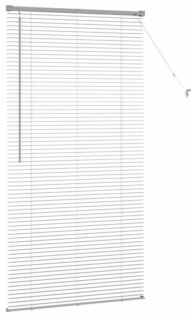Persiana de Janela com cortinas Manual Prata 80 x 130 cm Alumínio