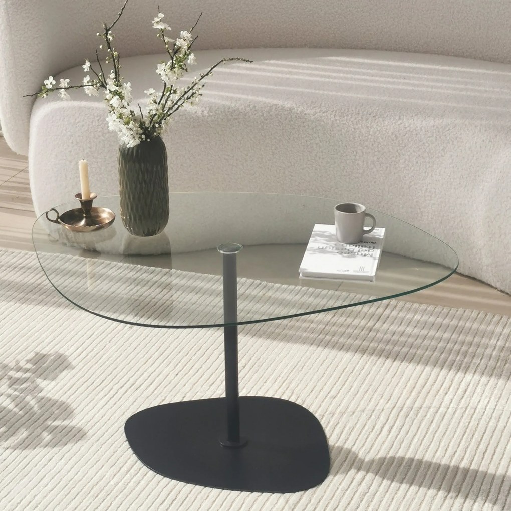 Mesa de Centro Soho – Transparente e Preto – 85x40x67 cm