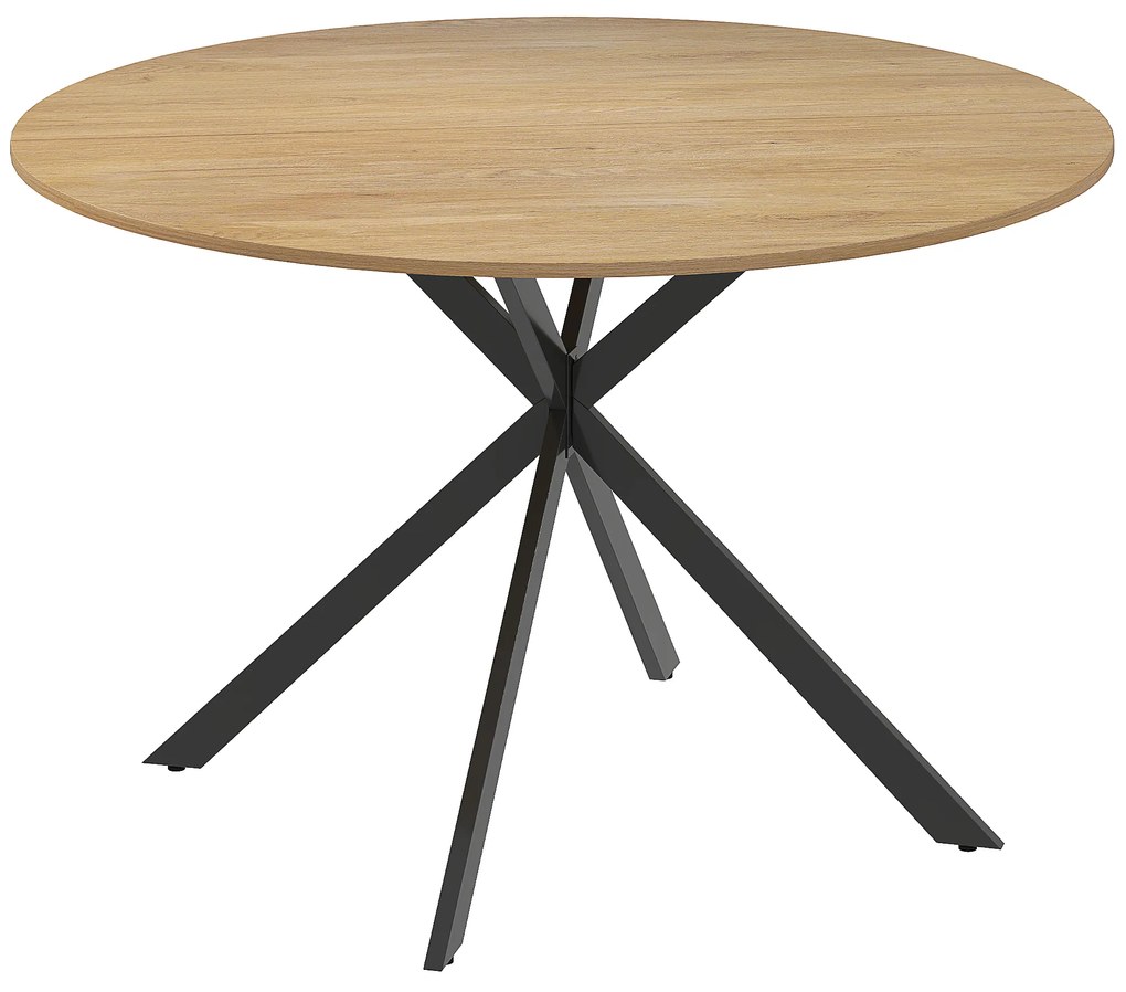 HOMCOM Mesa de Refeição Redonda para 4 Pessoas Mesa de Cozinha Industrial com Estrutura de Aço Ø120x75 cm Madeira | Aosom Portugal