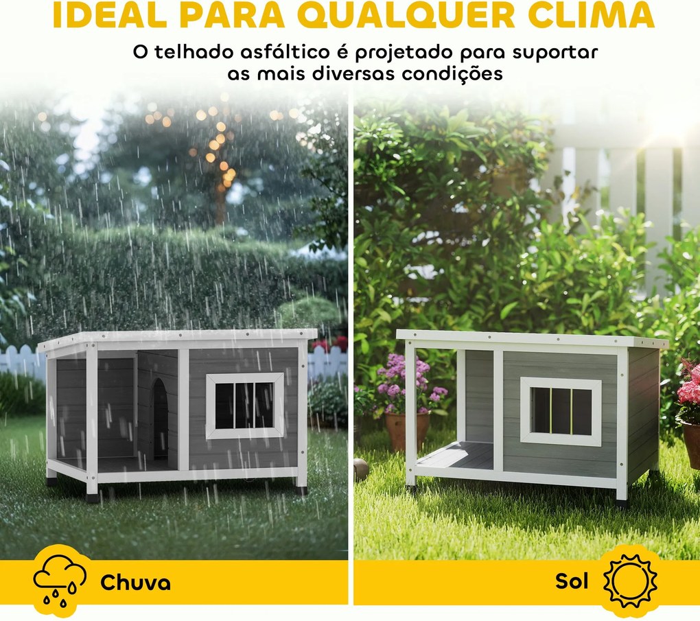 PawHut Casa para Cães de Madeira 85,5x62x60cm Casa para Animais de Est