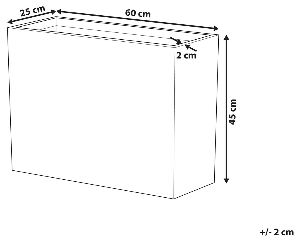 Vaso para plantas cinzento 25 x 60 x 45 cm EDESSA Beliani