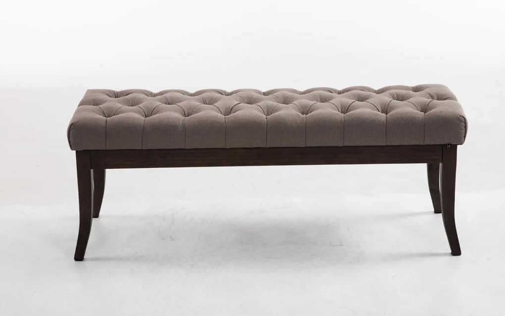 Banco Ramses em tecido com estrutura em antigo escuro 46 x 120 x 38 cm Castanho acinzentado