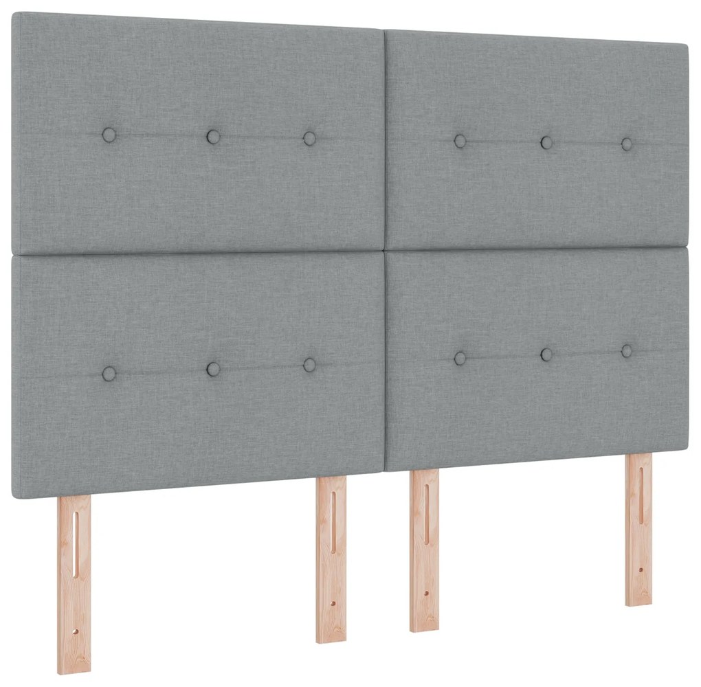 Cama Box Spring vidaXL com Colchão e Banco Cinza Claro 140x190 cm Teci