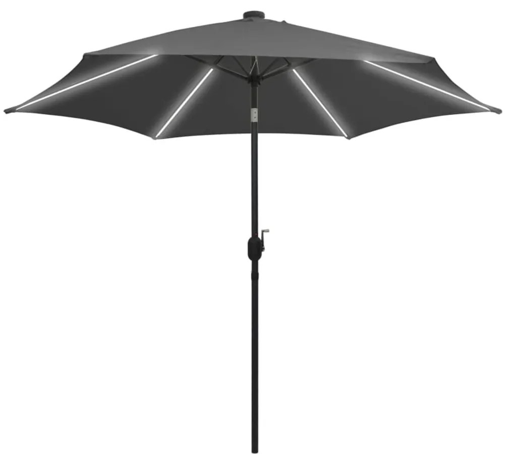 Guarda-sol jardim c/ luzes LED/poste alumínio 300 cm antracite