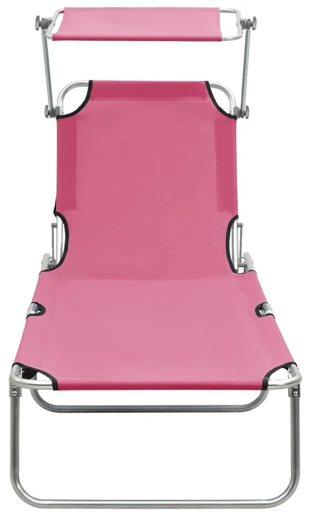 Espreguiçadeira dobrável com toldo aço rosa magento