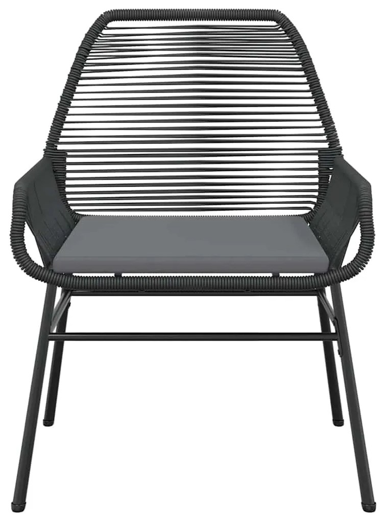 Conjunto de jantar jardim 5 peças almofadas vidro vime PE preto