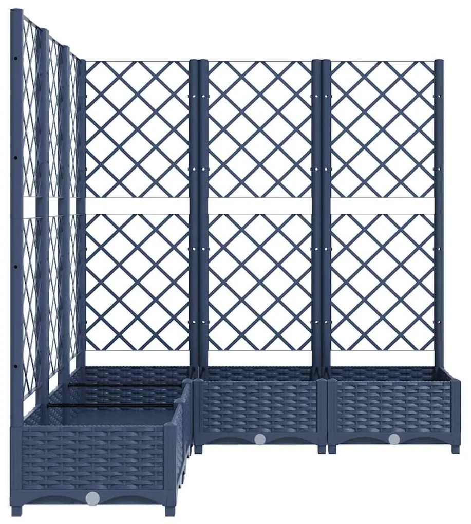 Vaso/floreira jardim c/ treliça 120x120x121,5cm PP cinzento azul