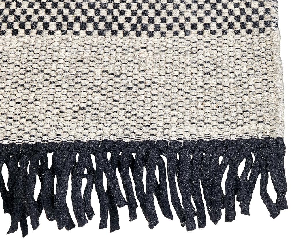 Tapete de lã creme e preta 80 x 150 cm YAZLIK Beliani