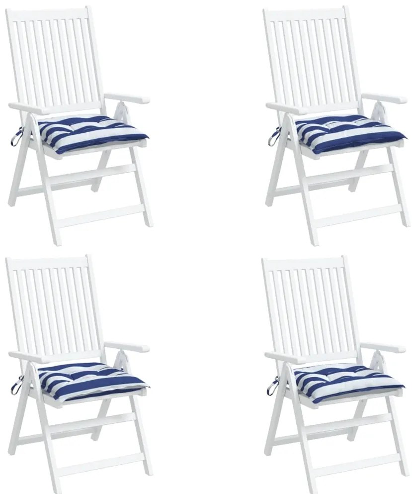 Almofadões p/ cadeira 4 pcs tecido oxford riscas azul/branco