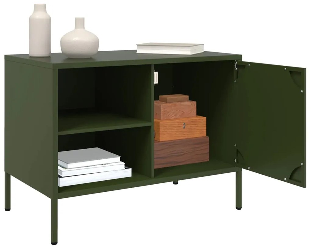 Móveis de TV 2 pcs 68x39x50,5 cm aço verde-azeitona