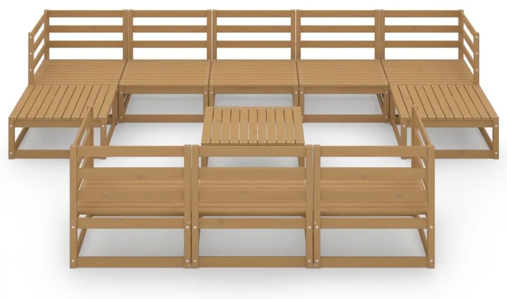 11 pcs conjunto lounge de jardim pinho maciço