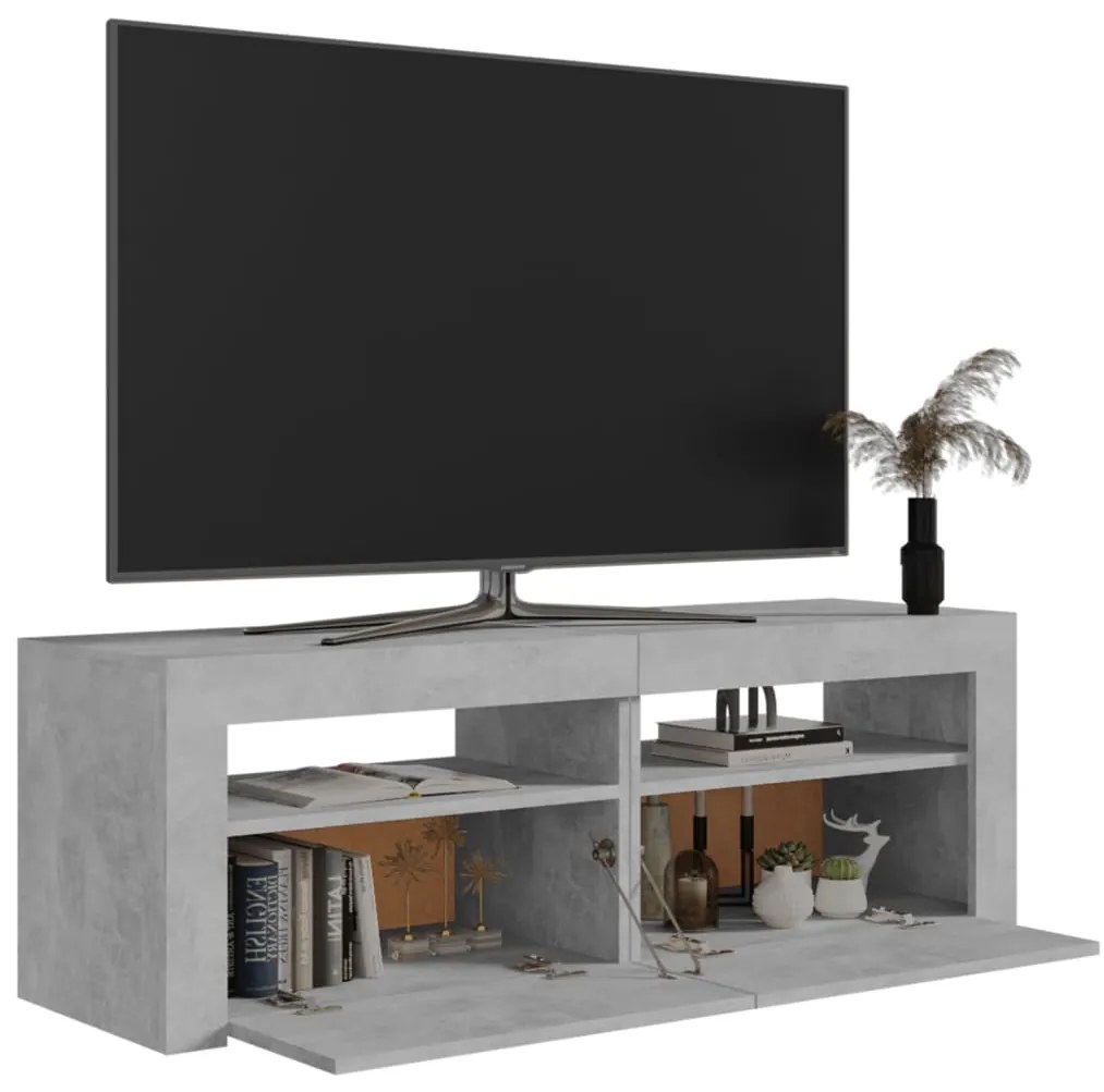 Móvel de TV com luzes LED 120x35x40 cm cinzento cimento