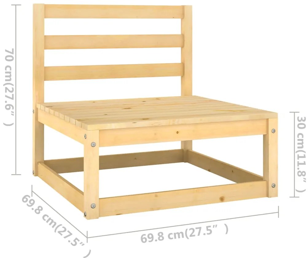 7 pcs conjunto lounge de jardim c/ almofadões pinho maciço