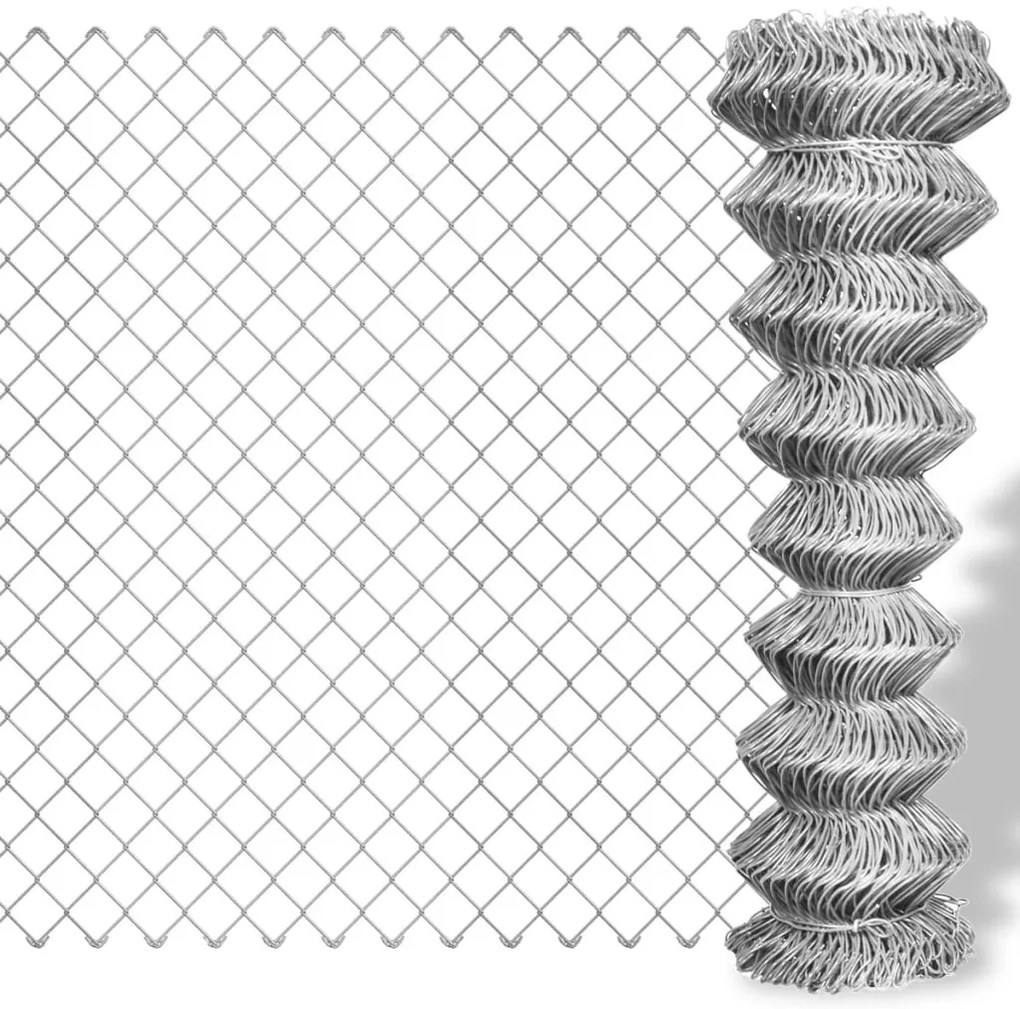 Cerca de arame 15x1 m aço galvanizado prateado