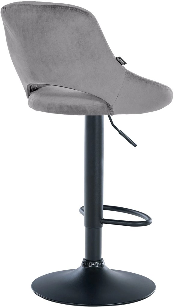 Banco alto Milet em veludo com estrutura preta 85-106 x 47 x 48 cm Cinzento